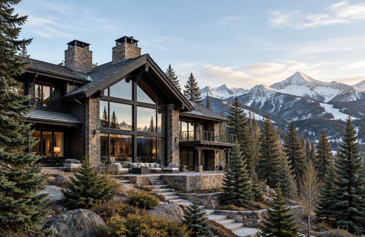 The Mountain Retreat — AI-generated architectural concept, not client work